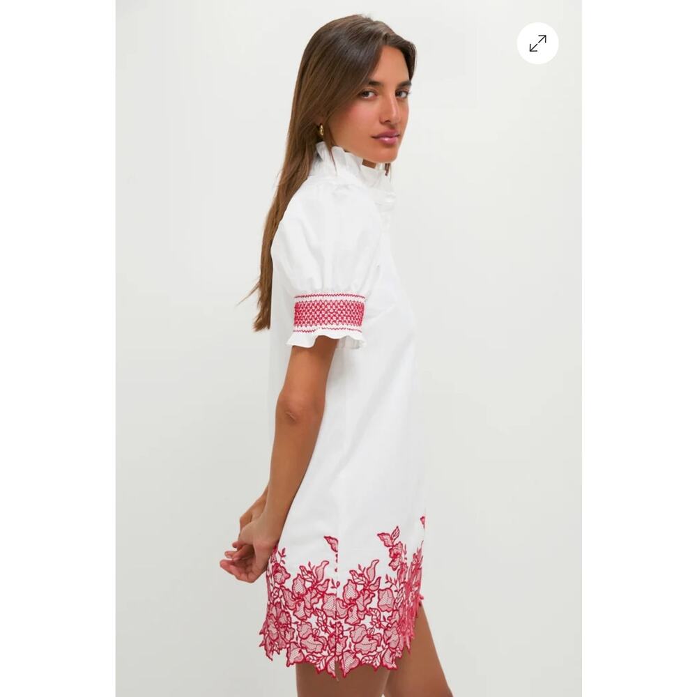 Tuckernuck Hyacinth House White & Red Embroidery Eliza Mini Dress XXS - Picture 4 of 10